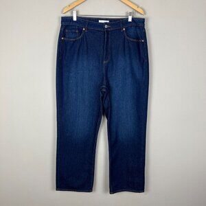 Loft The Straight Jeans‎ Womens 14 Blue Dark Wash Stretch Denim Wide Pockets